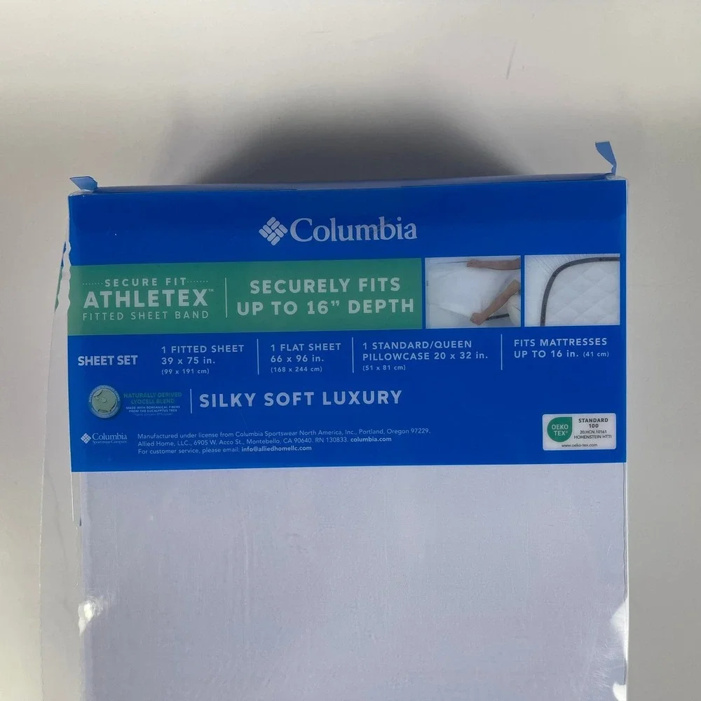 NEW Columbia Twin Silky Soft Luxury Sheet Set Blue Lyocell Blend Athletex NEW